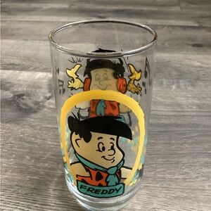 The Flintstone Kids Freddy Drinking Glass Pizza Hut 1986 Vintage